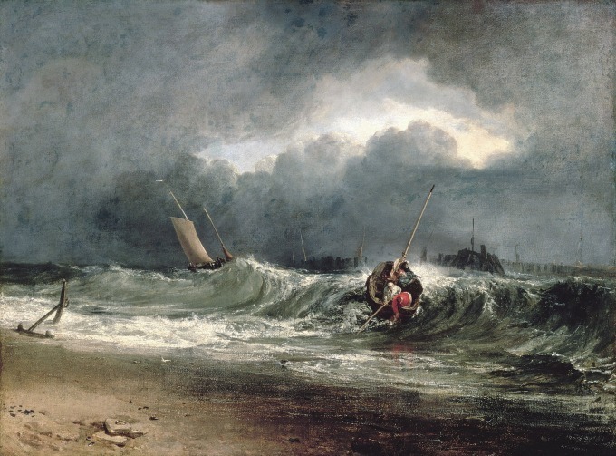 《風下側の海岸にいる漁師たち、時化模様》1802年展示 油彩・カンヴァス 91.5×122cm サウサンプトン・シティ・アート・ギャラリー
