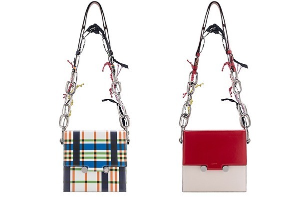 赤いバッグに合う[マルニ]ロゴラベル グレインカーフモカシン 関税込】人気◇MARNI マルニ◇カラーブロック クラッチバッグ