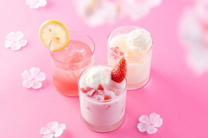 お花見｜「お花見カクテル」梅酒・果実酒専門店シュガーマーケットで、いちごリキュール×バニラアイス×ミルク