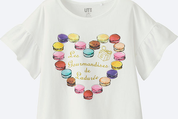 ユニクロ×スクレ・ラデュレ、コラボガールズTシャツ発売、マカロンや 