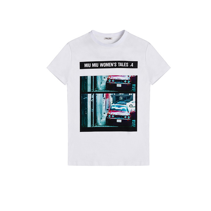 【何にでも合う！】MIUMIU グラフィックプリントTシャツ miumiu Tシャツプリント