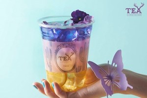 アルフレッド ティー ルームの限定「ブルー ジャスミン ティー」レモネードとティーのグラデーション｜写真1