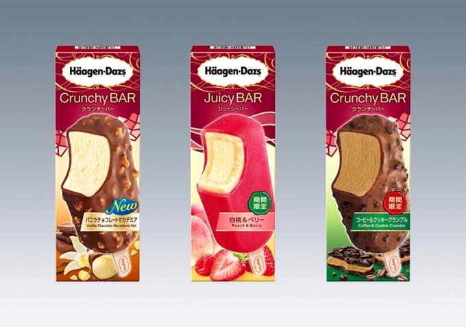 ハーゲンダッツの新作アイスクリームバー、白桃＆ベリーやコーヒー＆クッキークランブルなど3種
