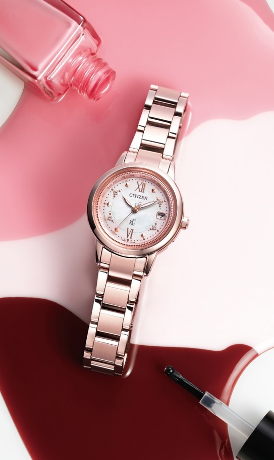 クロスシー　腕時計　桜　ピンクゴールド