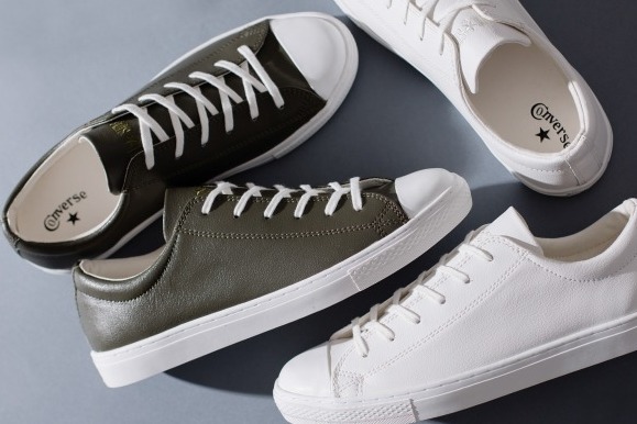 converse  AS COUPE LEATHER OX  オリーブ×ホワイト