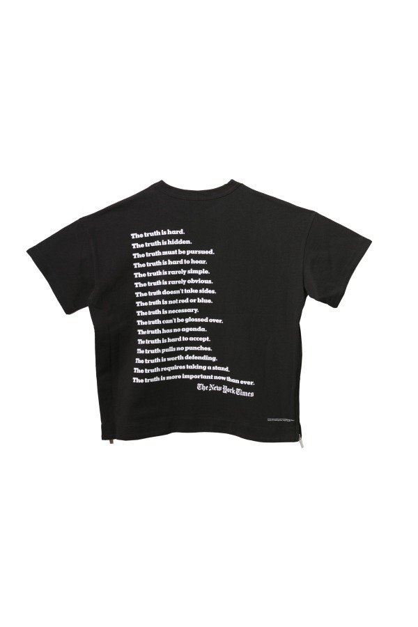 Sacai サカイ 18AW NEW YORK TIMES Truth TEE 18-04000 ニューヨークタイムズプリントTシャツ サイドジップ半袖カットソー ホワイト レディース540センチ肩幅