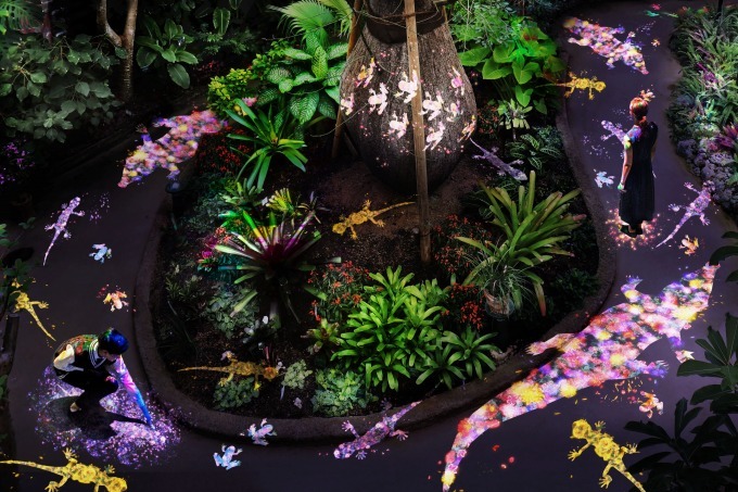 チームラボのデジタルアート、夜の植物館に光の動物たちが出現 - 山口・ときわミュージアムで｜写真2