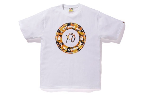 ベイプ×ザ・ウィークエンド「XO」のコラボ、オレンジのカモ柄で彩ったTシャツ＆ジャケットなど