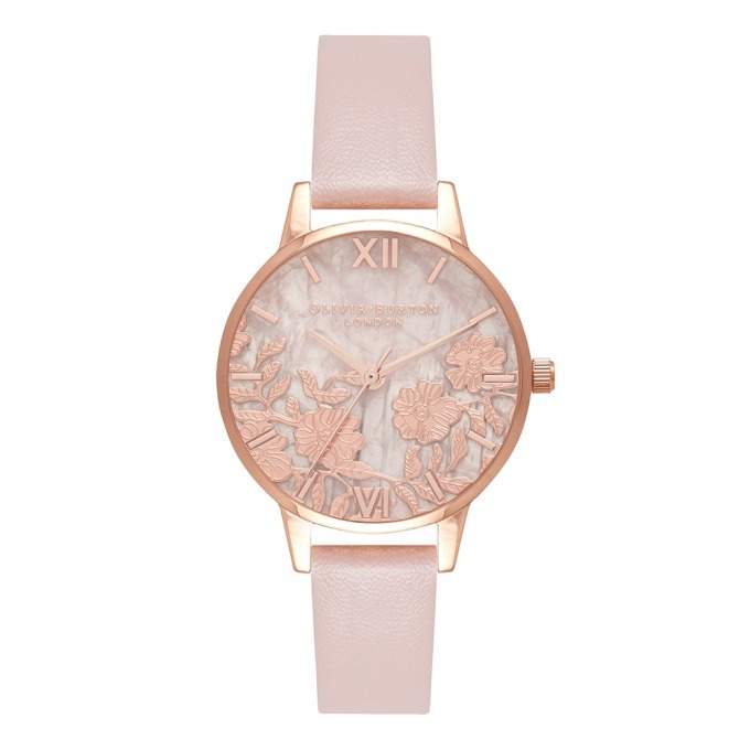 オリビア・バートンの新作腕時計、天然素材の文字盤×刺繍のような花柄