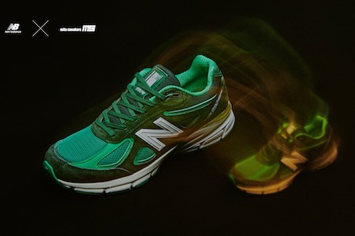 ニューバランス×ミタスニーカーズのスニーカー「M990 V4」カエルを表現したグリーン