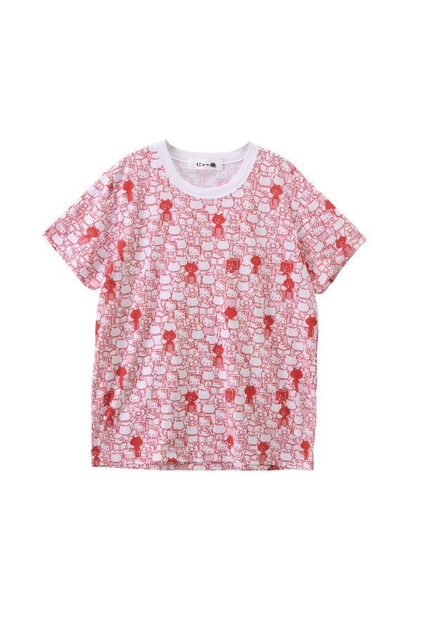にゃー」×ハローキティのコラボTシャツ - ふたりが”はこ”の形に
