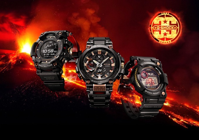 G Shockから マグマの海 を表現したウオッチ ブラックベースにレッド ゴールドの配色 ファッションプレス