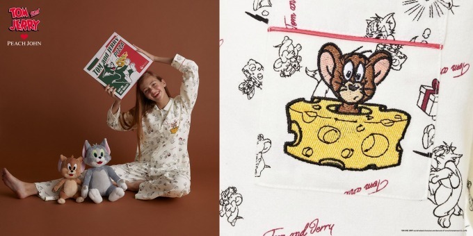 ピーチ・ジョン×『トムとジェリー』のパジャマ、ドットに隠れる