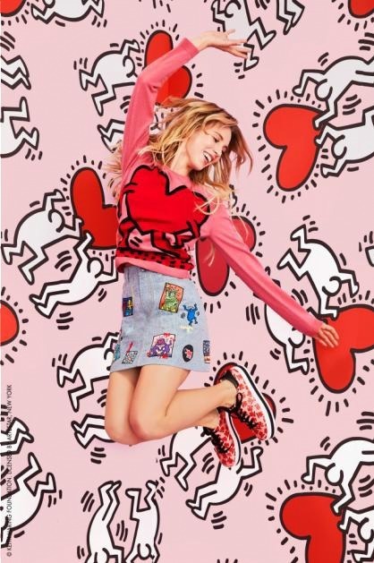 アリス アンド オリビア×キース・へリング、“ダンシングフィギュア”柄