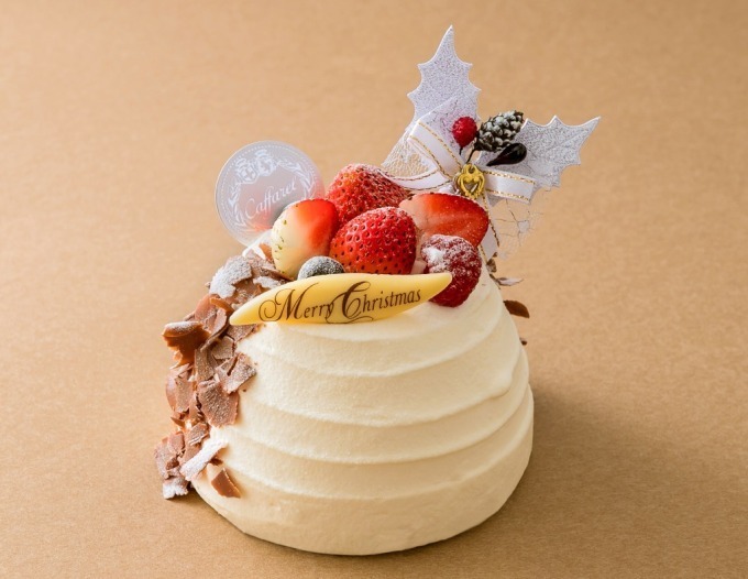 カファレルのクリスマスケーキ - チョコのポインセチアを飾ったジャンドゥーヤムースのケーキなど｜写真4