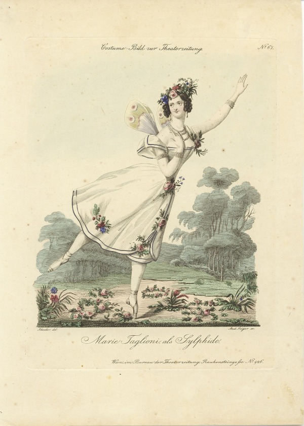 マリー・タリオーニ『ラ・シルフィード』1833年頃 アンティークプリント
