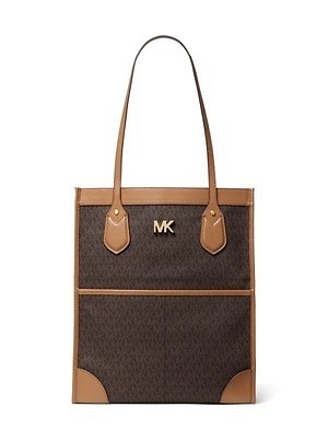 マイケル マイケル・コースの新作バッグ -「MK」ロゴを配したブラウン