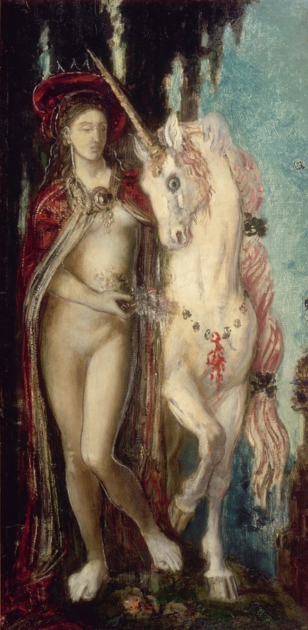 《一角獣》 	1885年頃  	油彩／カンヴァス 	78×40cm	ギュスターヴ・モロー美術館蔵	<br>Photo©RMN-Grand Palais / Christian Jean / distributed by AMF