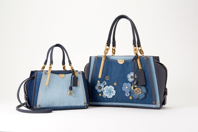 極美品】 COACH コーチ ハンドバッグ デニム レザー 花柄 フラワー