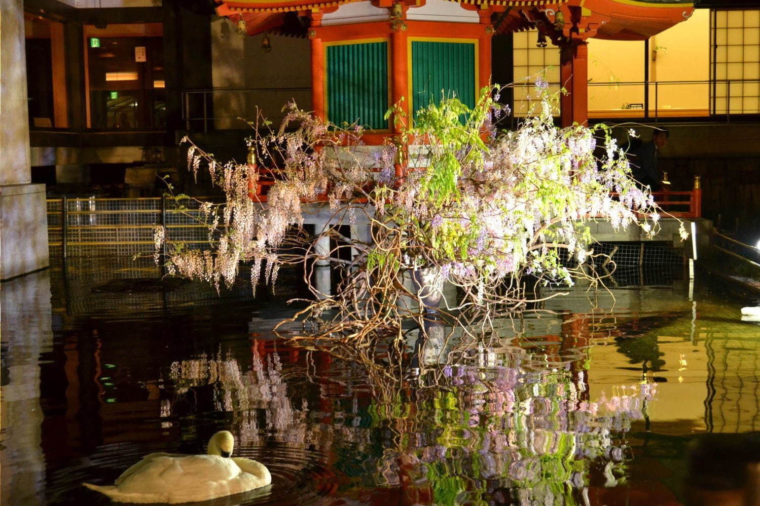 「六角堂 夜の特別拝観」頂法寺境内をライトアップ、新元号や東京五輪など祝う大作生け花も展示