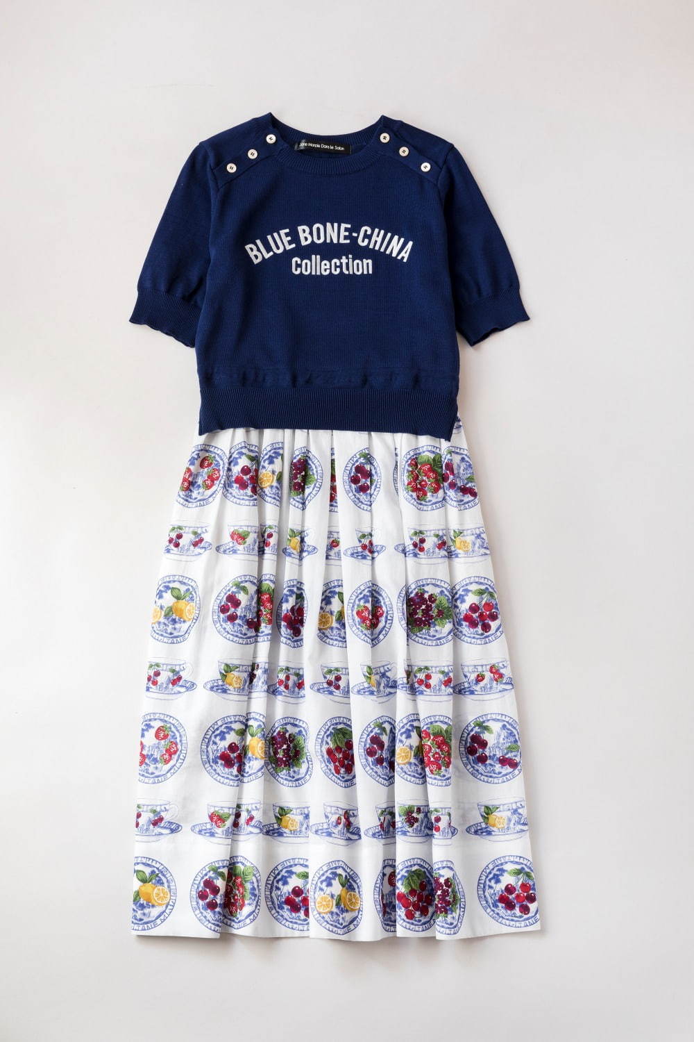 ジェーンマープルドンルサロン"フルーツ"を描いた磁器のティーカップ柄ドレス＆スカート｜写真10
