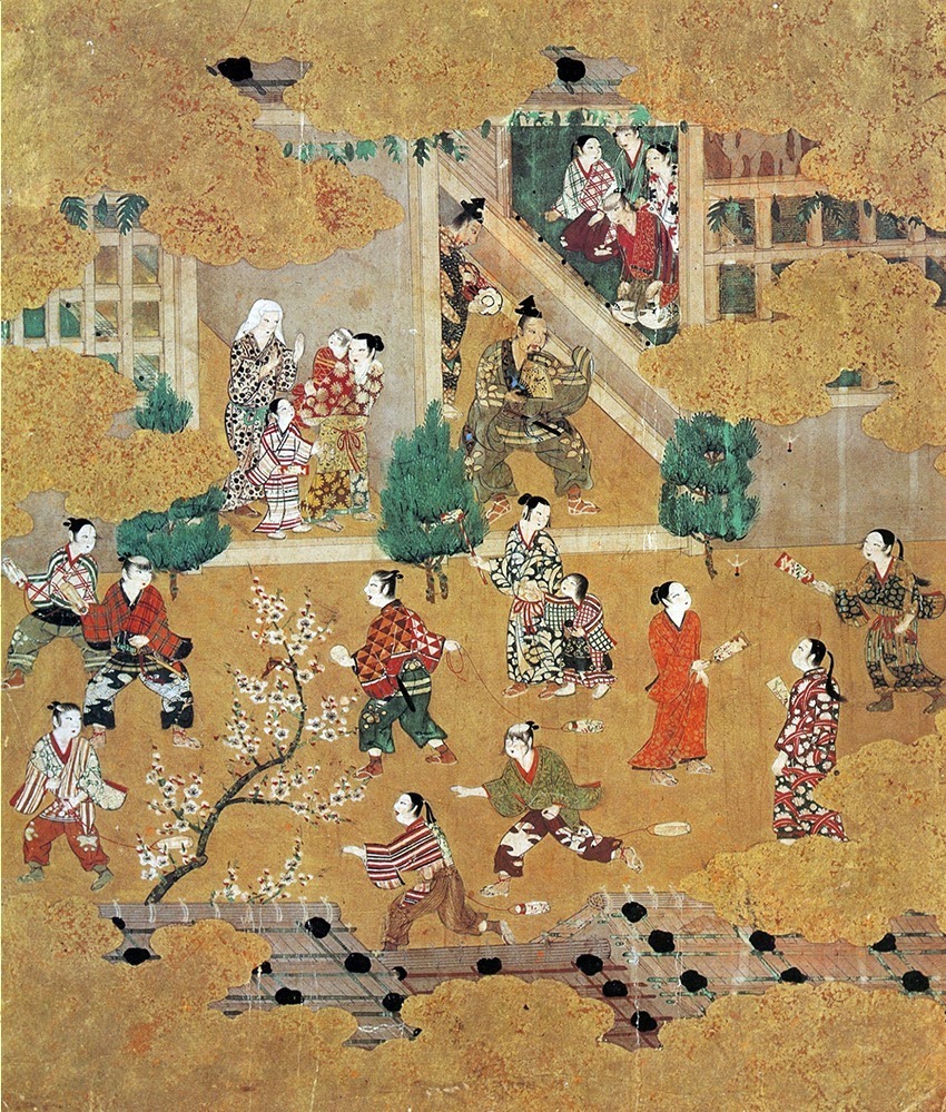 重要文化財 十二ヶ月風俗図 一帖のうち(一月) 桃山時代 16世紀 山口蓬春記念館［展示期間：6/26～7/22］