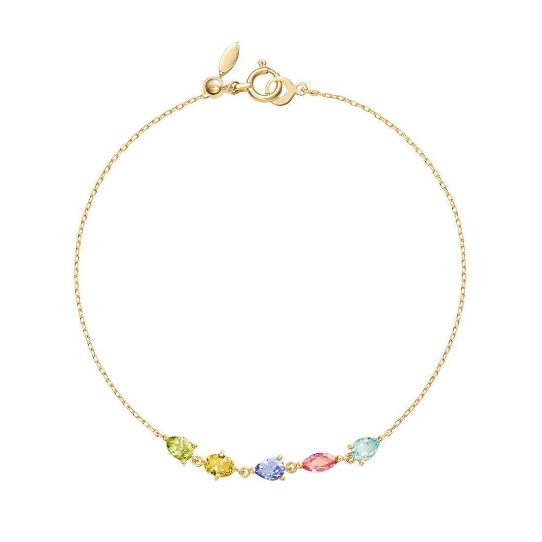 フォリアージュ ブレスレット 18K YG/アクアマリン/ピンクトルマリン/タンザナイト/イエローベリル/ペリドット 86,000円+税