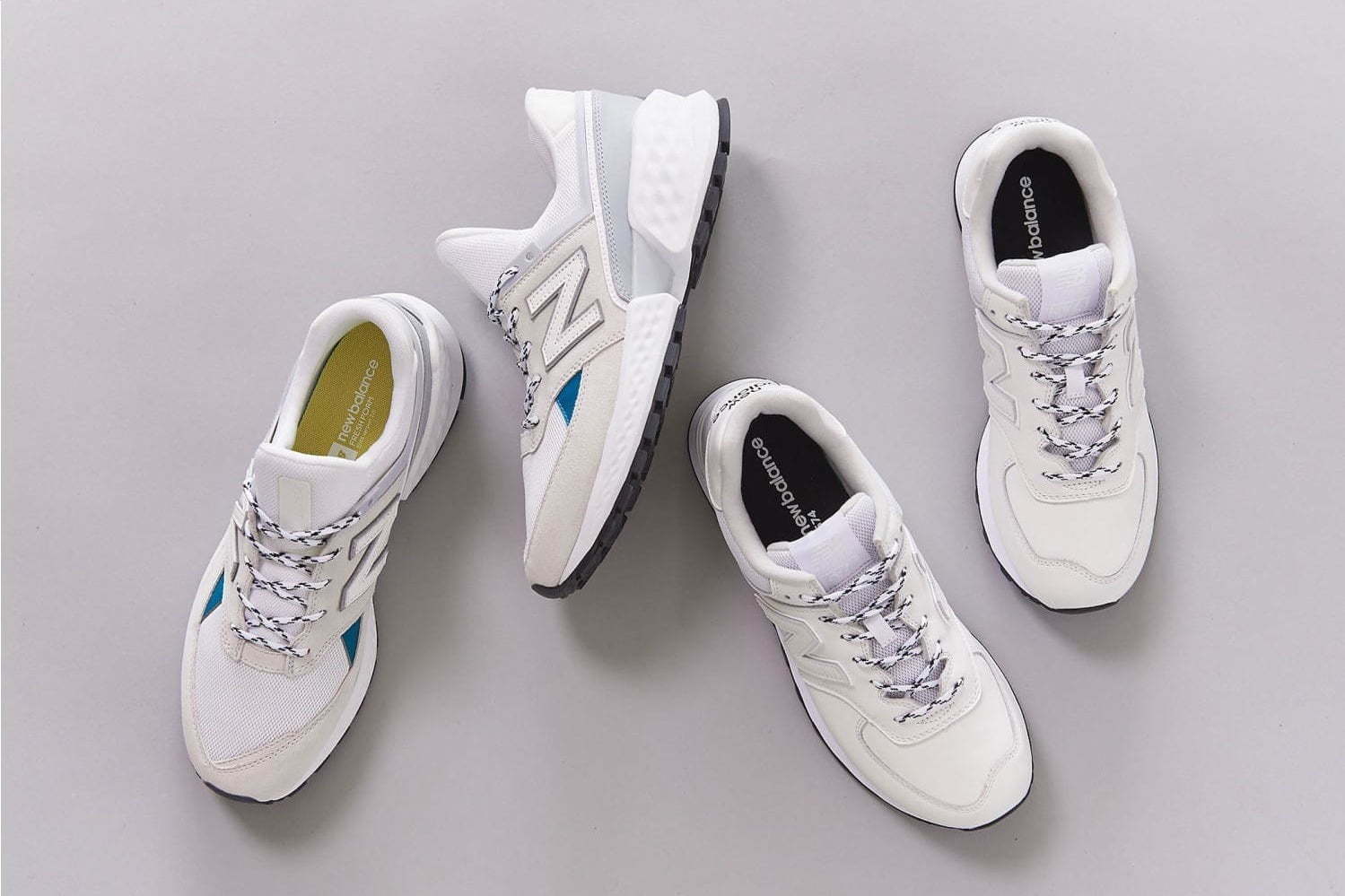 ニューバランス×ビューティ＆ユースのコラボスニーカー、白アッパーにブラック靴底の「ML574」