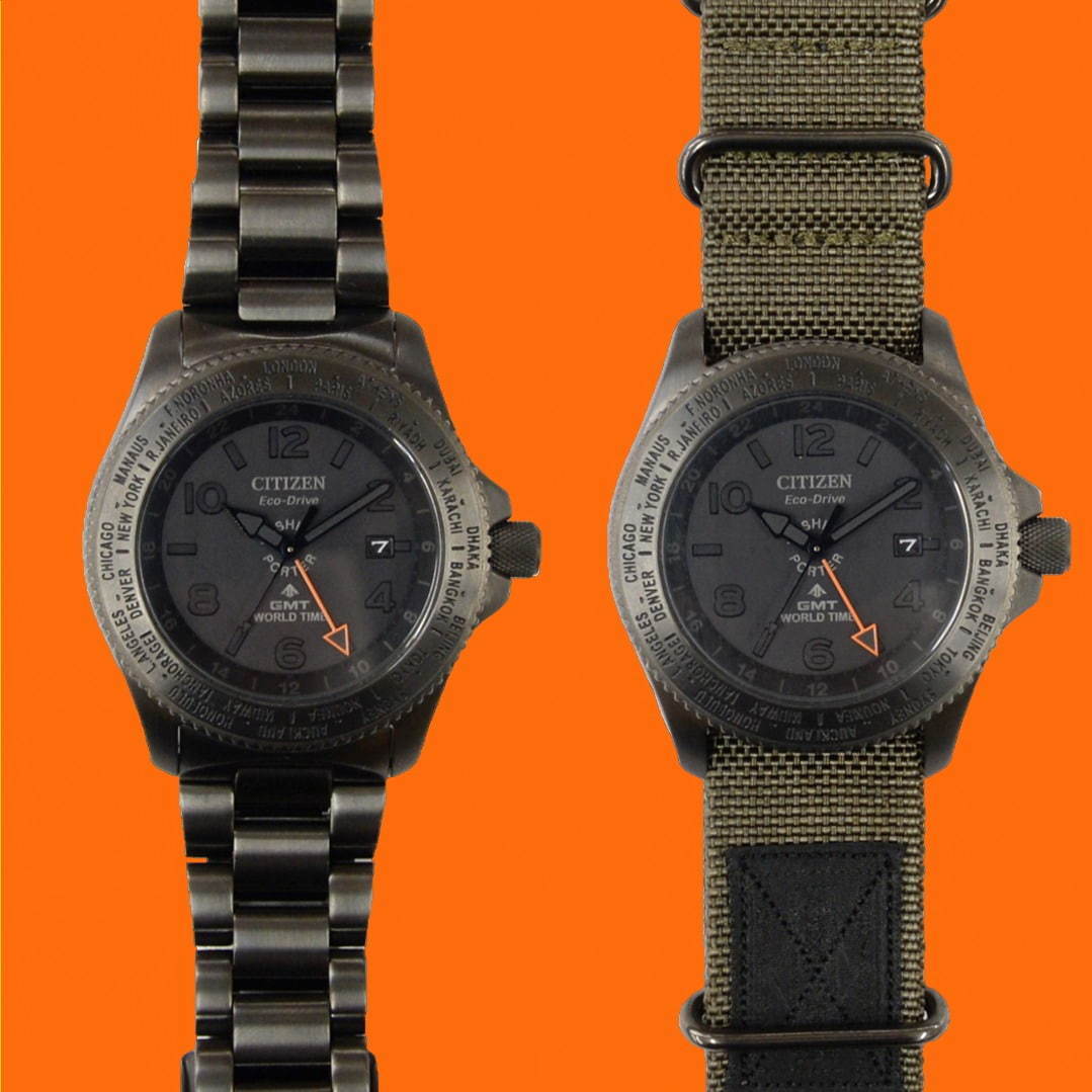 シチズン×ポーターの限定ウォッチ“旅”がコンセプトの多機能腕時計、ナイロンの付け替えベルトも | 写真