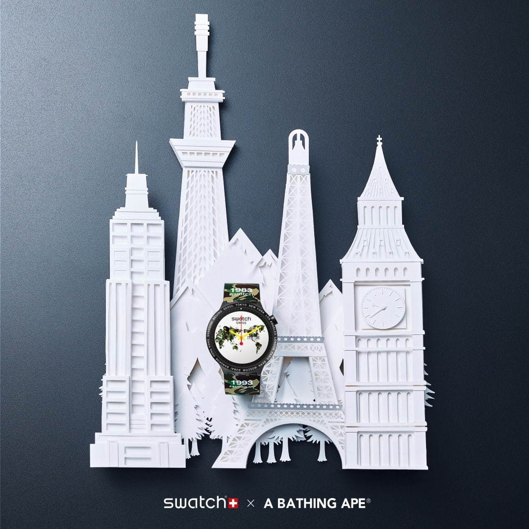 スウォッチ世界5都市をイメージした腕時計、ベイプコラボでカモ柄“世界地図”入りウォッチも｜写真4