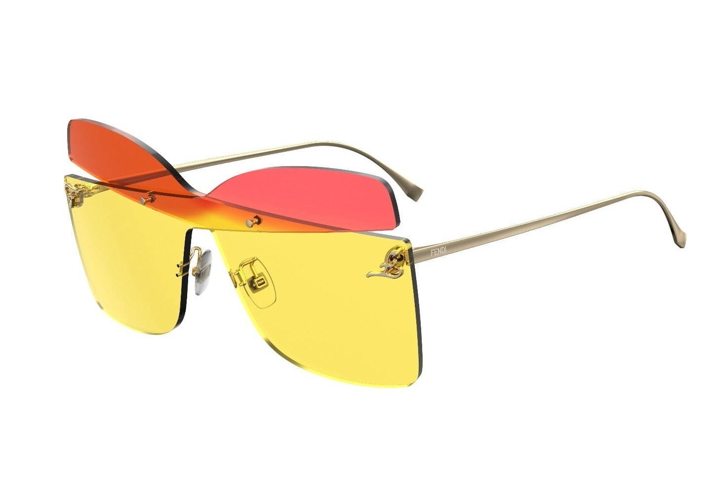 Fendi ロゴデザイン サングラス 美品 FENDI フェンディ サングラス ロゴ入り MOD SL 7121 ケース