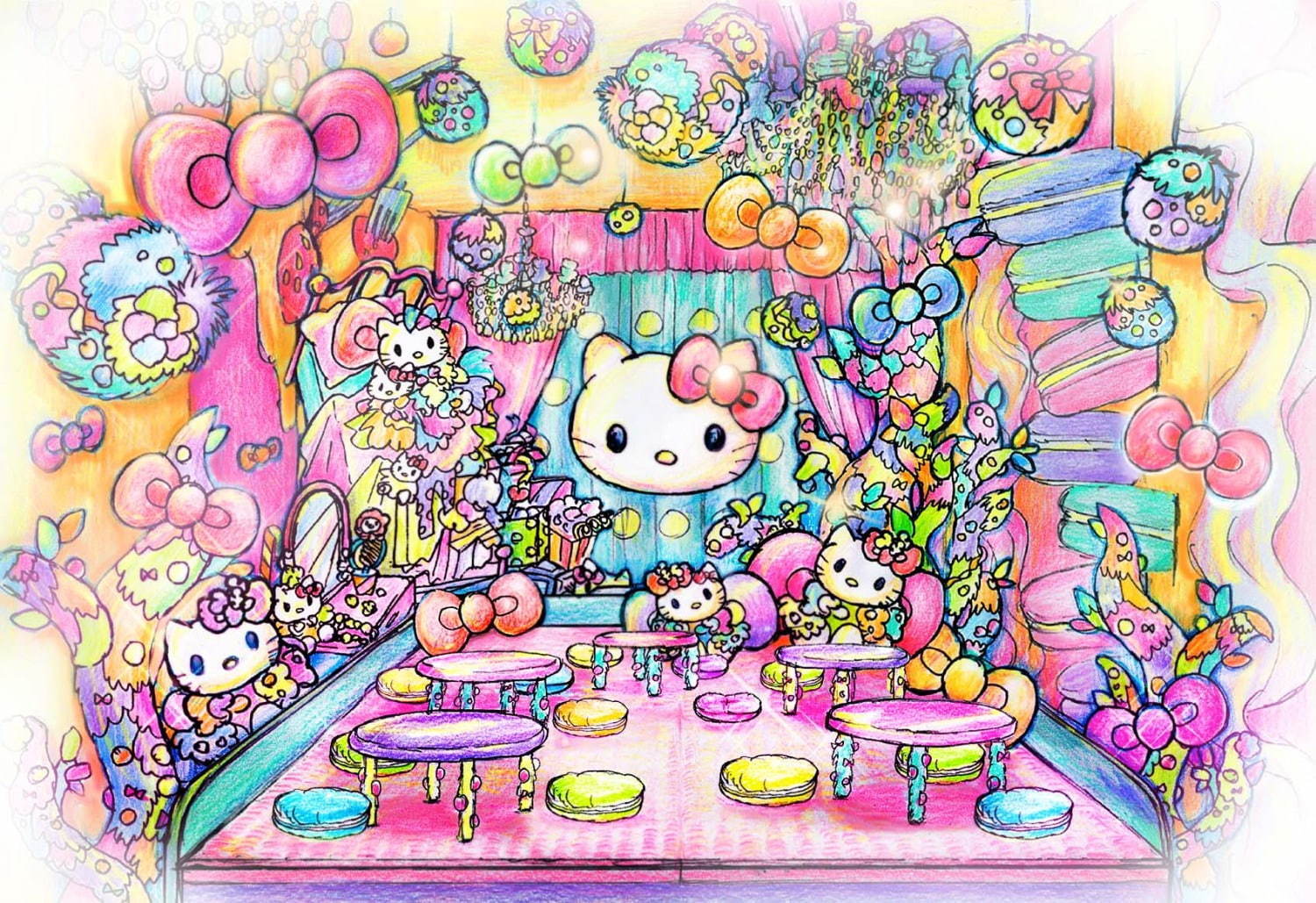 「ハローキティ」×カワイイ モンスター カフェ 原宿、虹色のハンバーガーやパフェ｜写真13