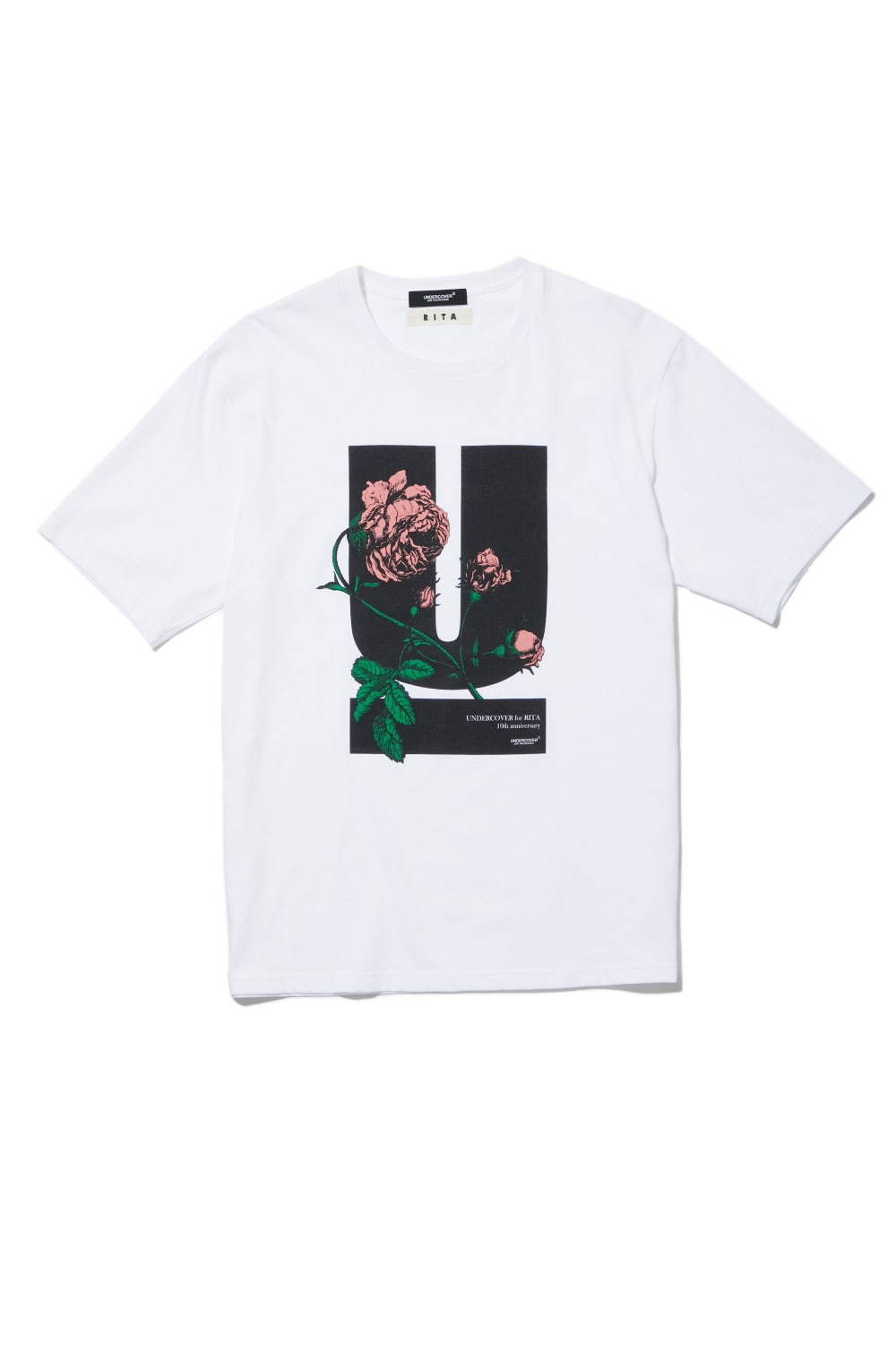 アンダーカバー×リタ、“U”ロゴに薔薇のグラフィックを配したユニセックスパーカー＆Tシャツ｜写真3