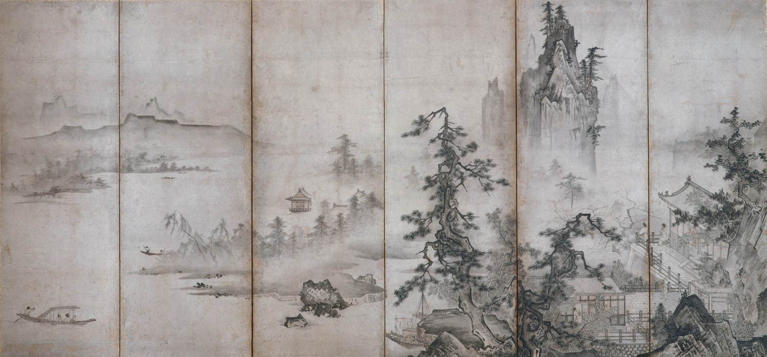 重要文化財 伝周文筆「四季山水図屏風」 伝周文 室町時代(15世紀) 静嘉堂文庫美術館蔵 【全期間展示】