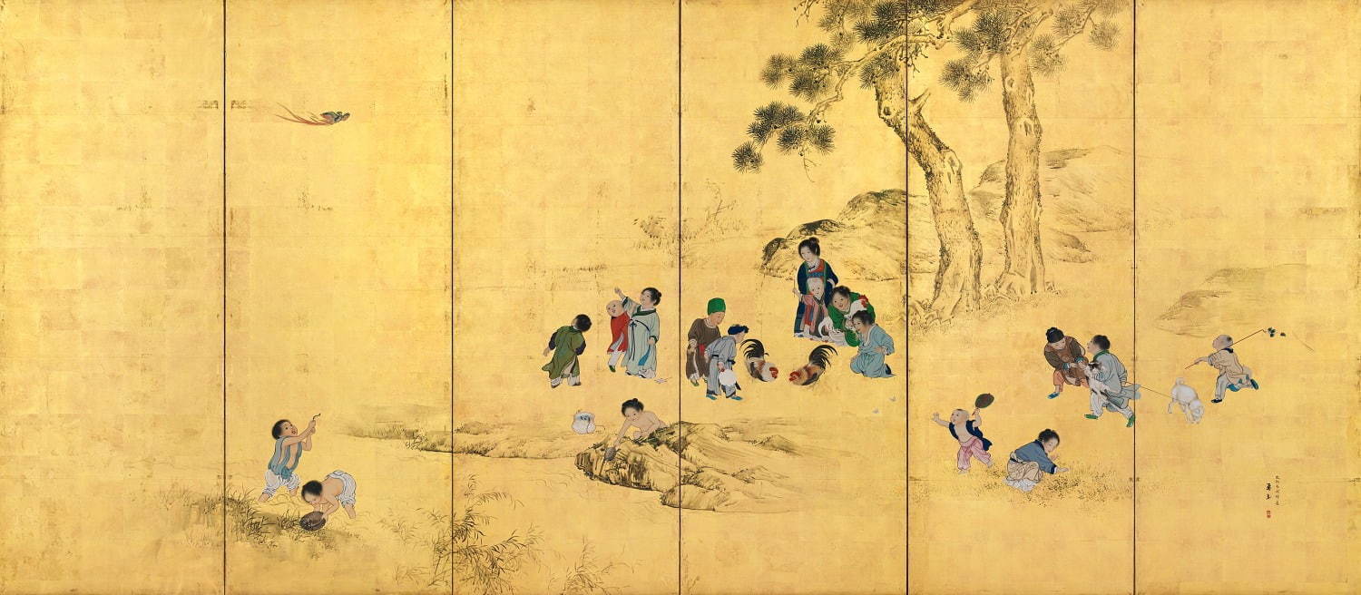 横山華山 唐子図屛風 文政9(1826)年 個人蔵