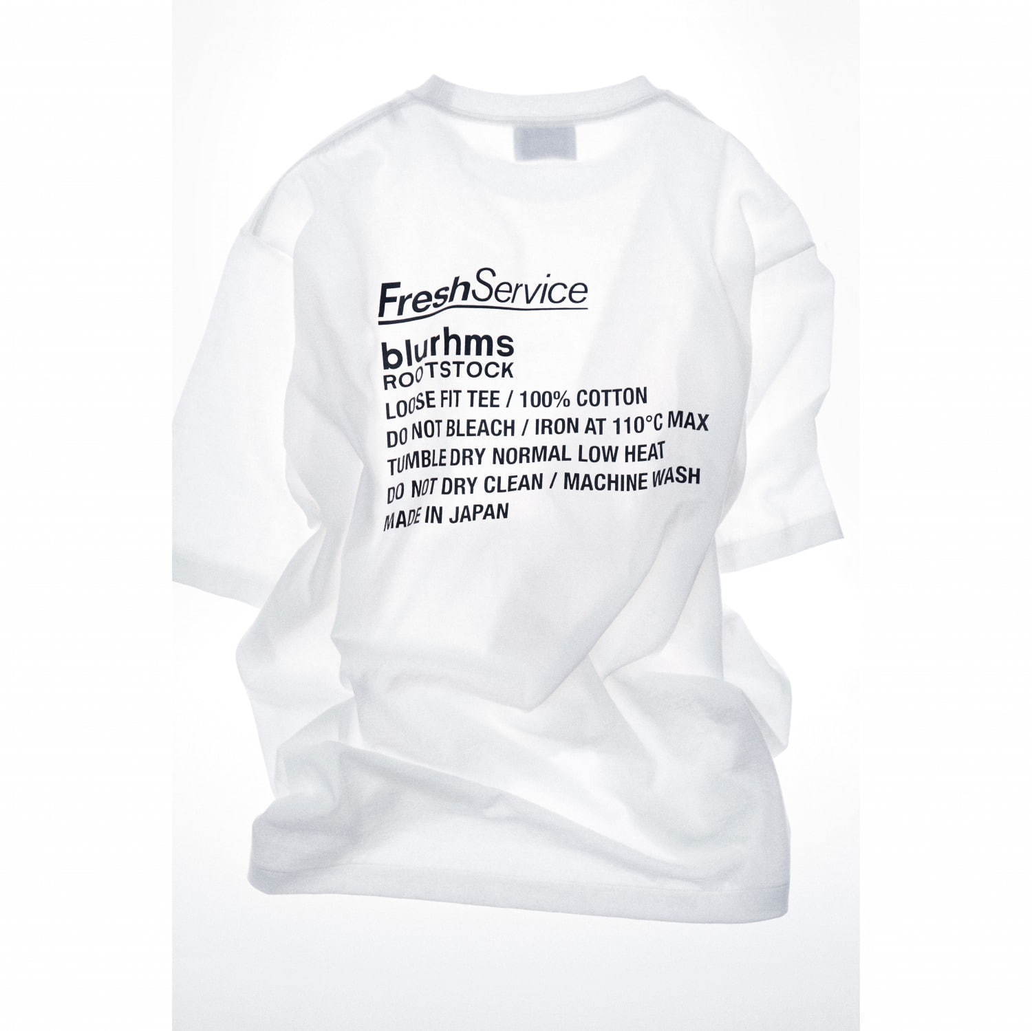 フレッシュサービス×ブラームス“製品表示”プリントのルーズTシャツ限定発売｜写真3