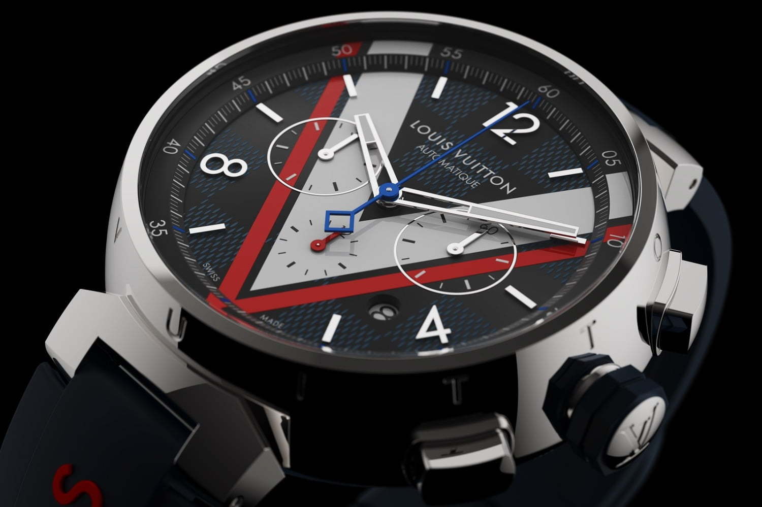 ムーブメント｜ルイ・ヴィトン「タンブール」メンズウォッチに新作 - ダミエ・キャンバスに大胆なVマーク