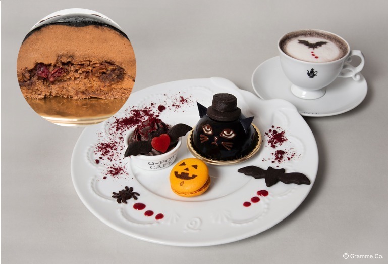 Q-pot CAFE.ハロウィンメニュー、ゴースト＆黒ネコ主役のデザートプレートや“コウモリ”ラテ｜写真5