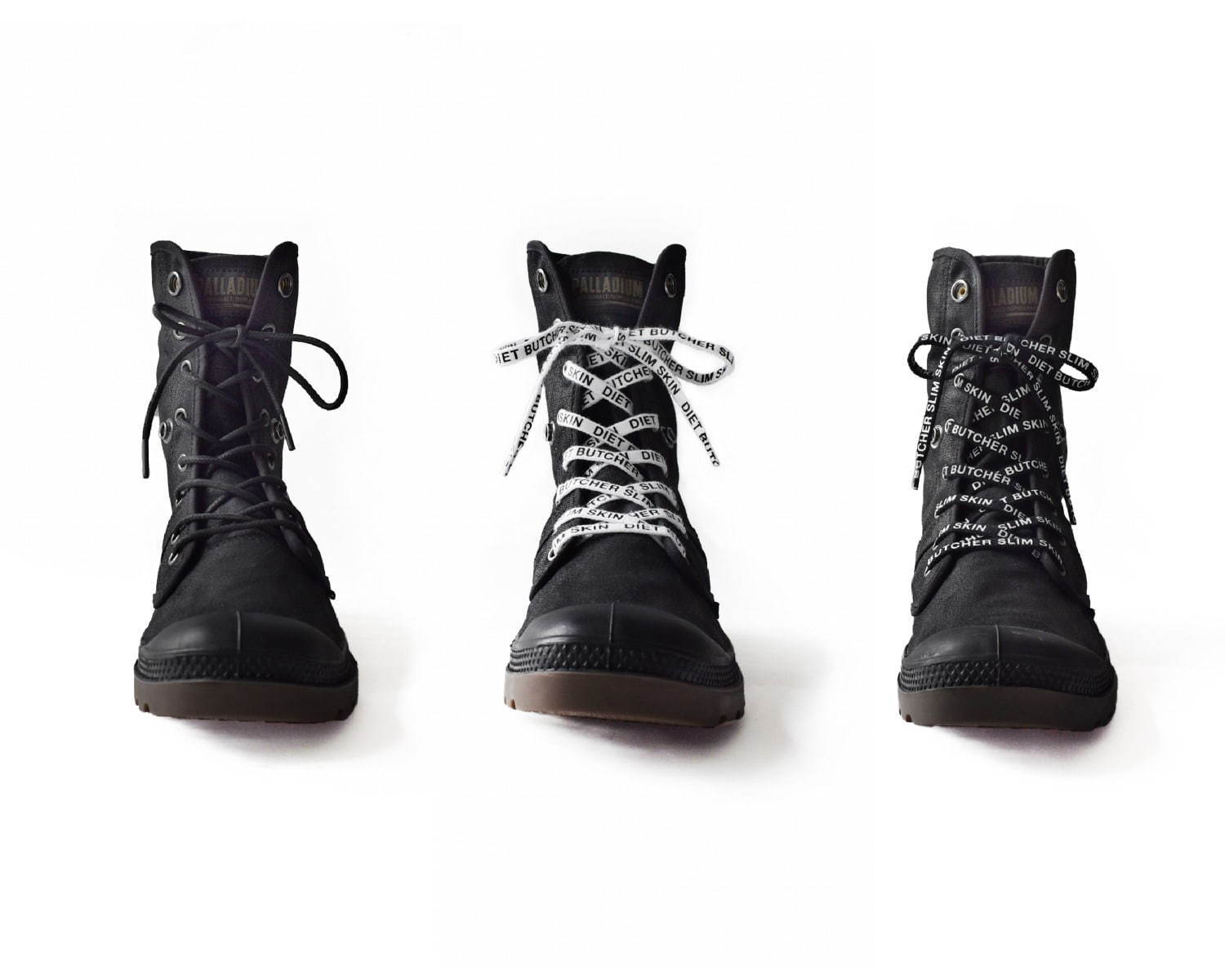 ダイエットブッチャースリムスキン×パラディウムの2WAYシューズ、付け替え可能な靴紐が付属｜写真3