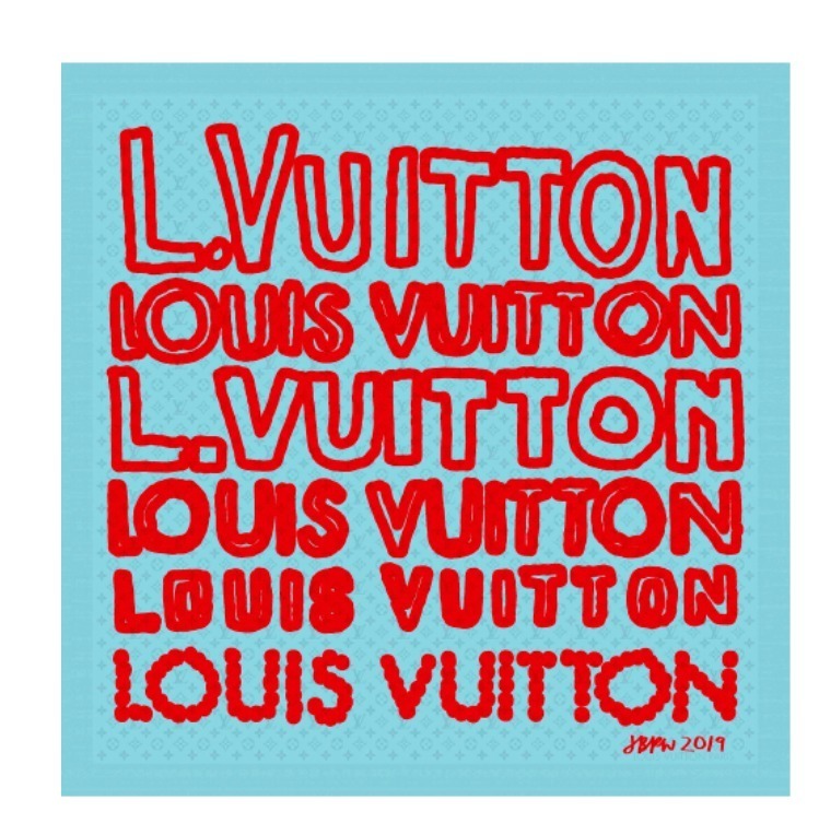 ルイ ヴィトン ジョナス ウッドのポップなスカーフ ストール モノグラムと手書き風イラストをミックス ファッションプレス