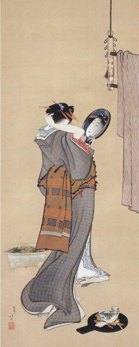 葛飾北斎「夏の朝」(部分) 江戸時代後期 19世紀初頭 岡田美術館蔵