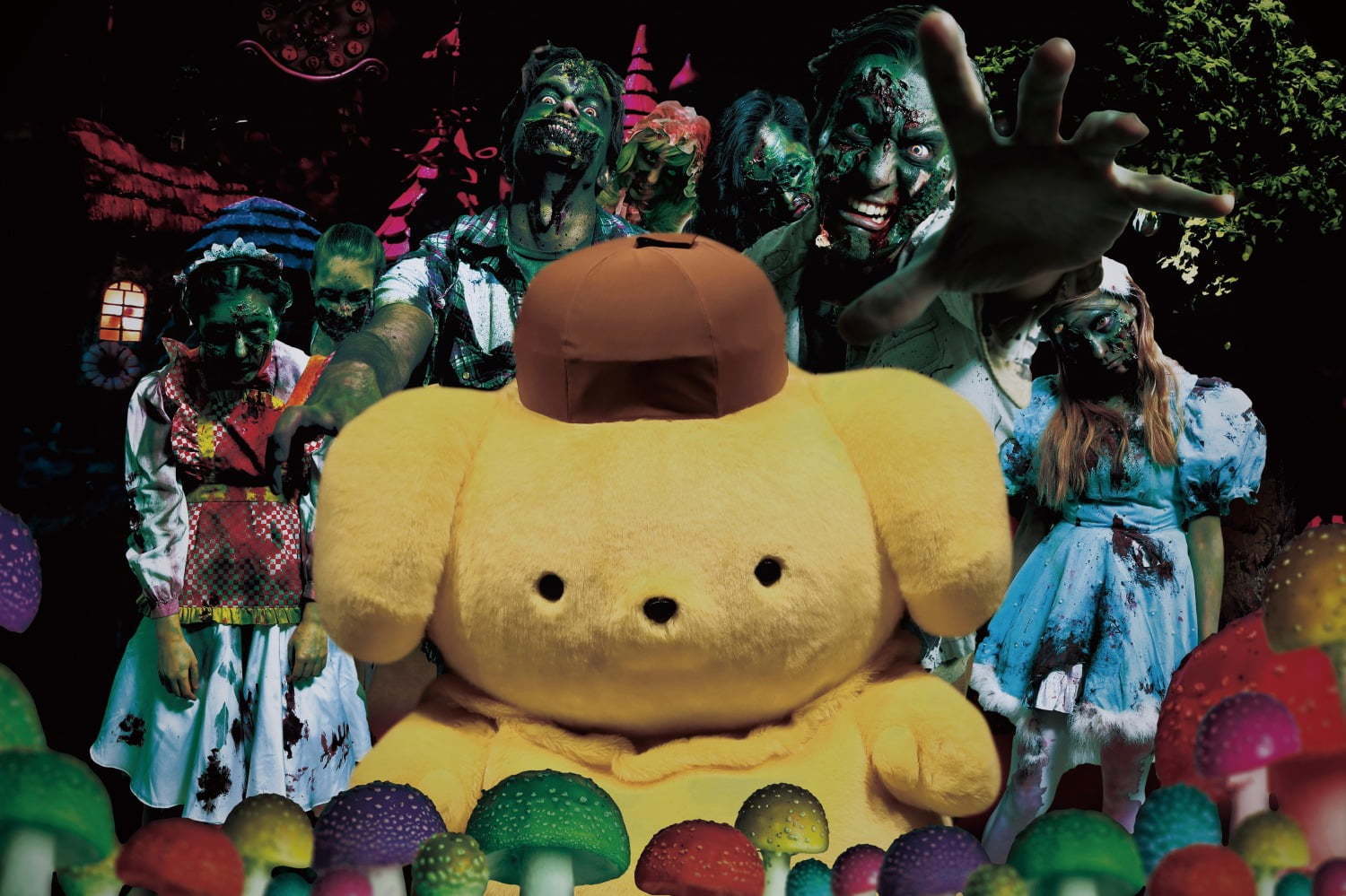 サンリオピューロランド｜ポムポムプリンのお化け屋敷がサンリオピューロランドで、閉館後のパーク内がゾンビだらけに