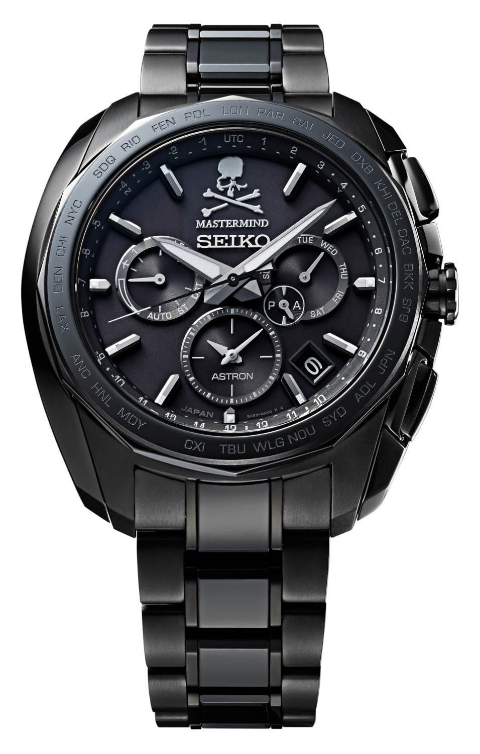 セイコー アストロン×マスターマインド・ジャパン限定腕時計、オールブラックに“スカルロゴ”｜写真4