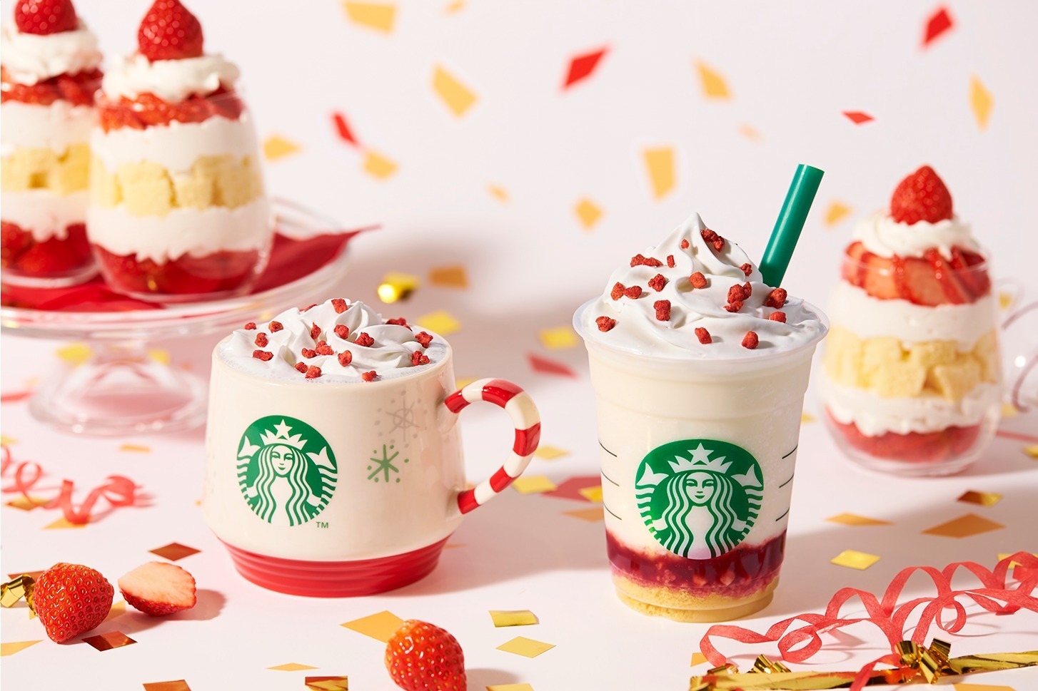 スターバックス「メリーストロベリー ケーキ フラペチーノ」