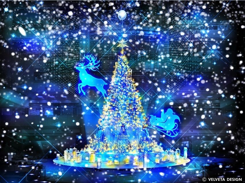 横浜ランドマークタワーのクリスマス ツリーやイルミネーション 雪が舞い降りる 演出も ファッションプレス