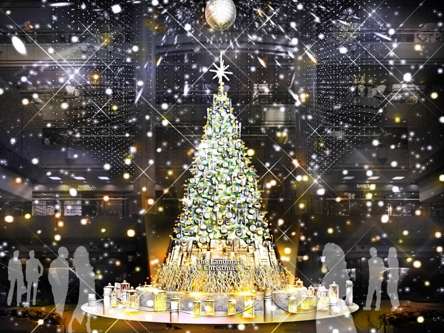 横浜ランドマークタワーのクリスマス、ツリーやイルミネーション“雪が舞い降りる”演出も｜写真1