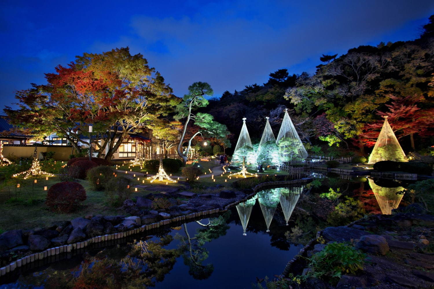 「秋の紅葉ライトアップ」東京・肥後細川庭園で、色づく紅葉と光が織りなす幻想空間｜写真1
