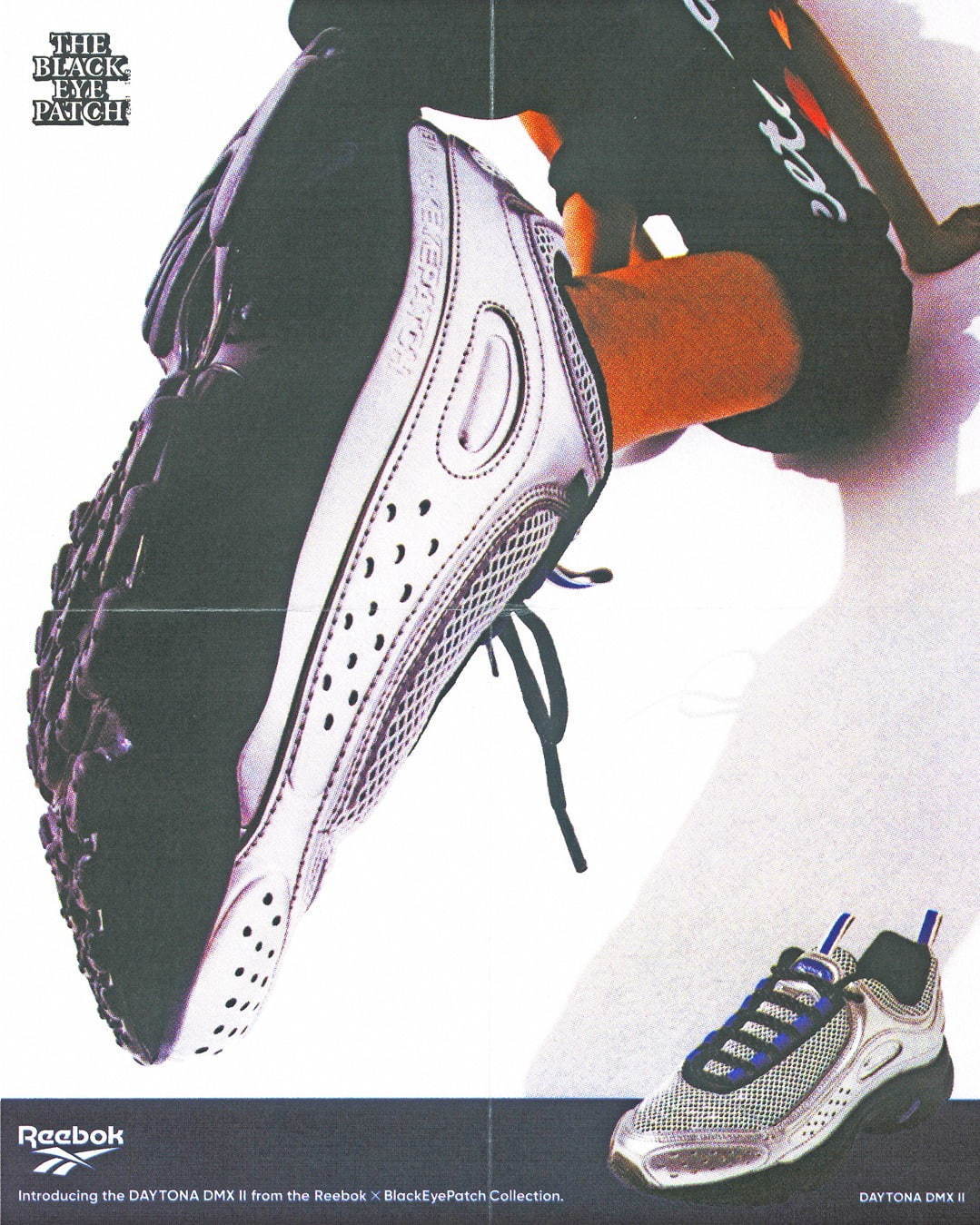 リーボック クラシック×ブラックアイパッチ、90年代バッシュ着想“取扱注意”ロゴのシルバースニーカー｜写真2