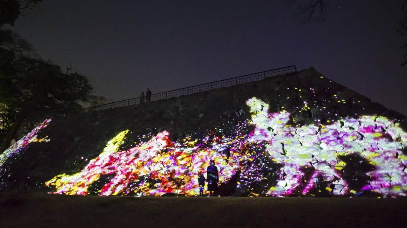 「チームラボ 福岡城跡 光の祭 2019-2020」夜の福岡城跡が光のアート空間に｜写真4