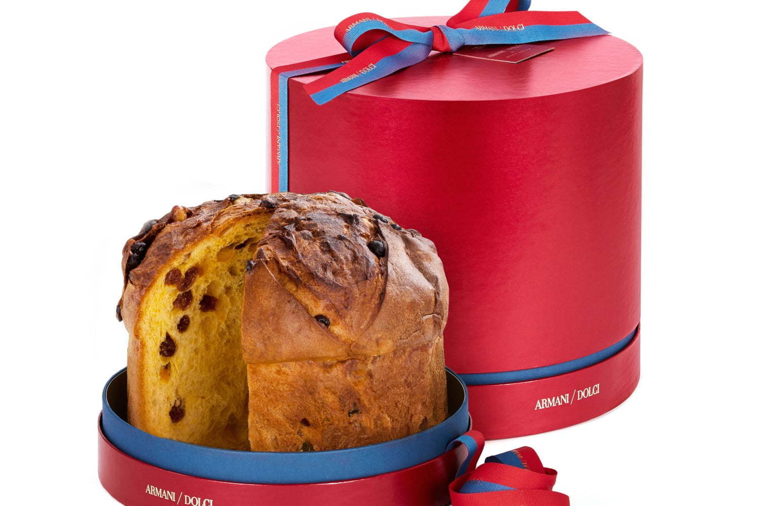 アルマーニ / ドルチのクリスマス限定クラシックケーキ＆プラリネBOX、赤シルクのボックスで登場